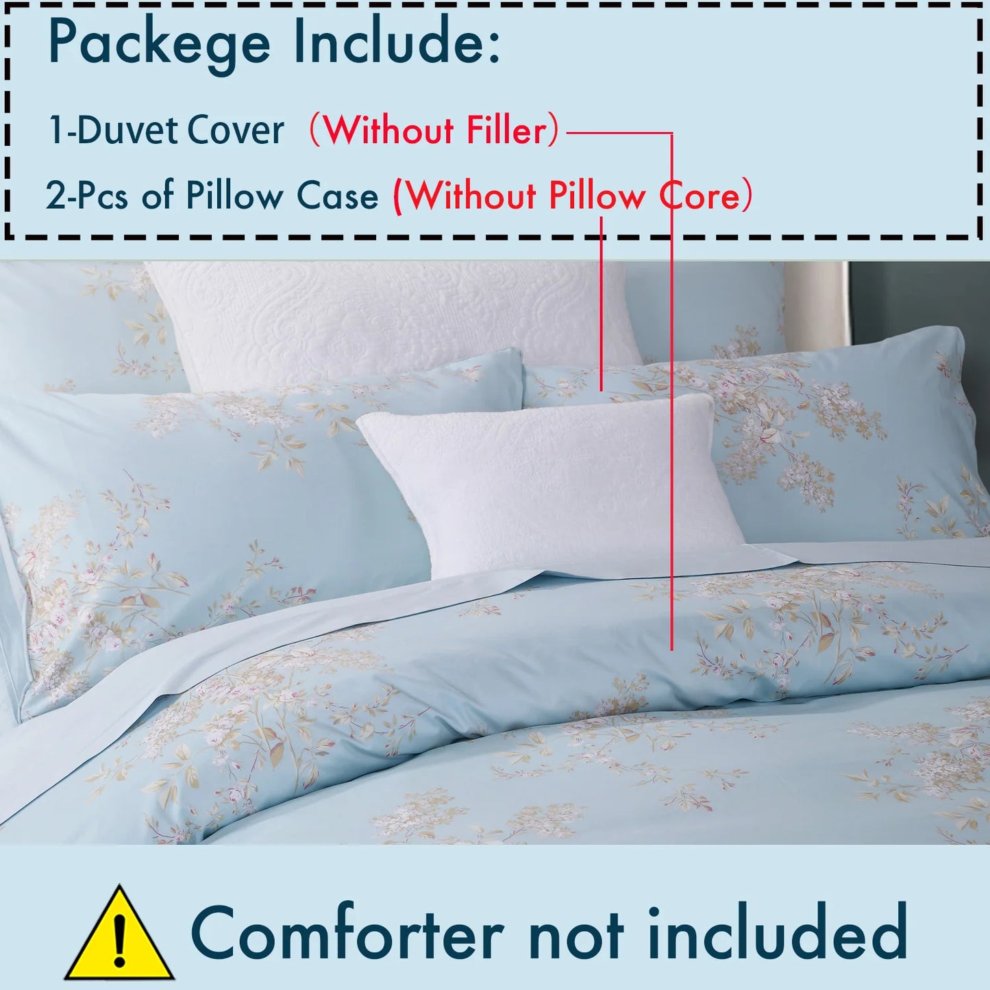600TC Egyptian Cotton Duvet Cover Set Vintage Blue Tassel
