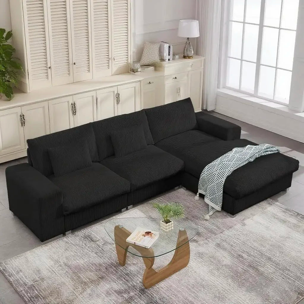 114 Inch Oversized Modular L Shaped Sectional Sofa With Plush Pillows