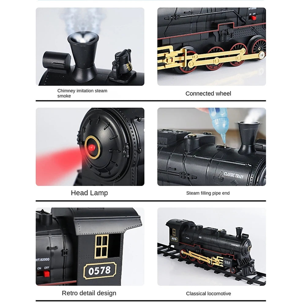 Xiaobella RC Train Toys Remote Control Steam Locomotive Simulation For Children