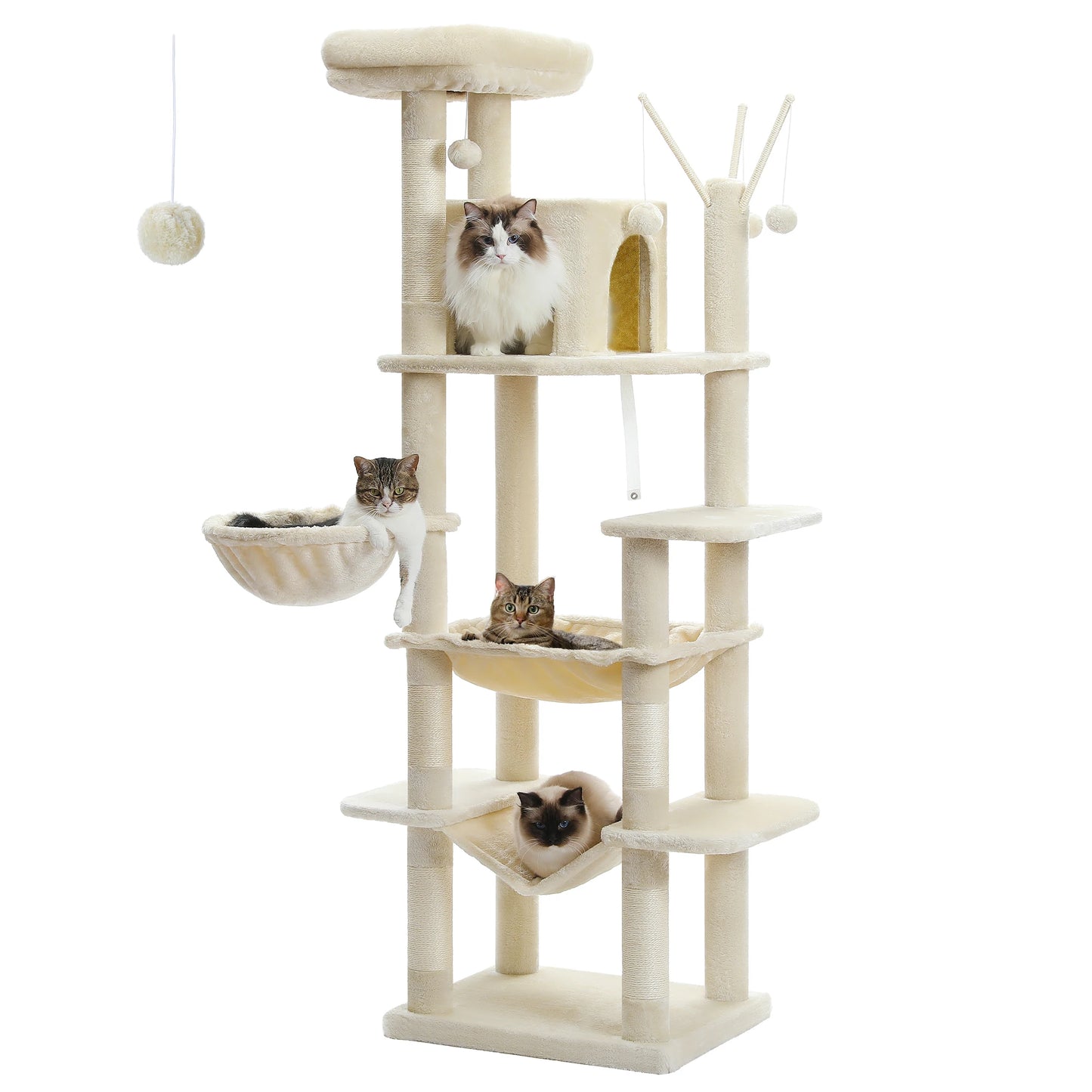 Large Cat Tree Tall Cat Tower for Indoor Cats Multi Level Plush Condo with Scratching Posts Boards Perches Caves