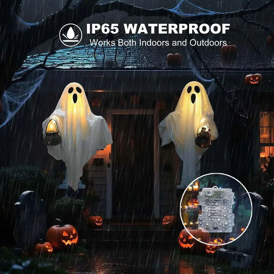 2 Pack Halloween Light Up Ghost Decorations Battery Operated Remote Control