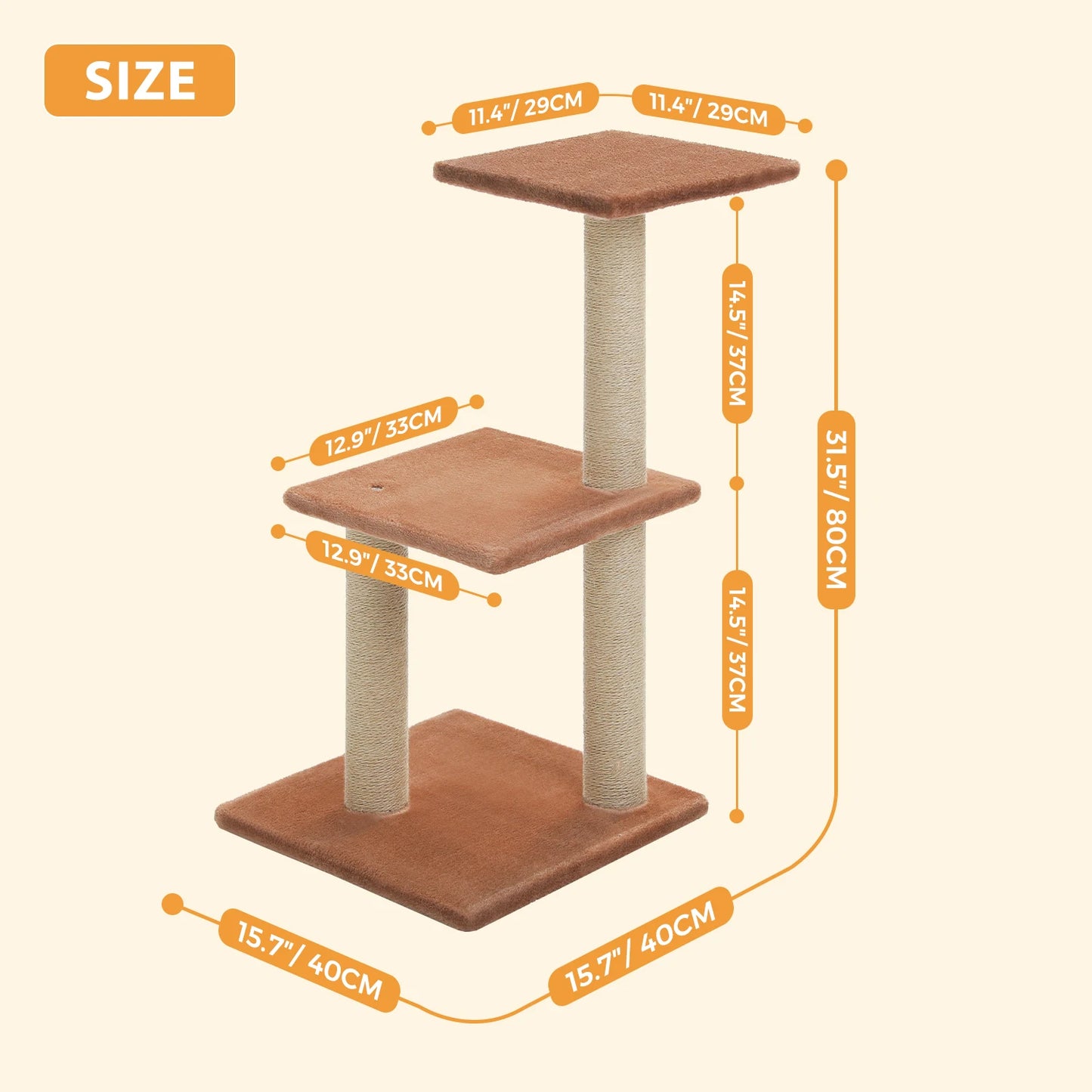 PAWZ Road Cat Tree Indoor 3 Tier Activity Tower With Scratching Posts Grey
