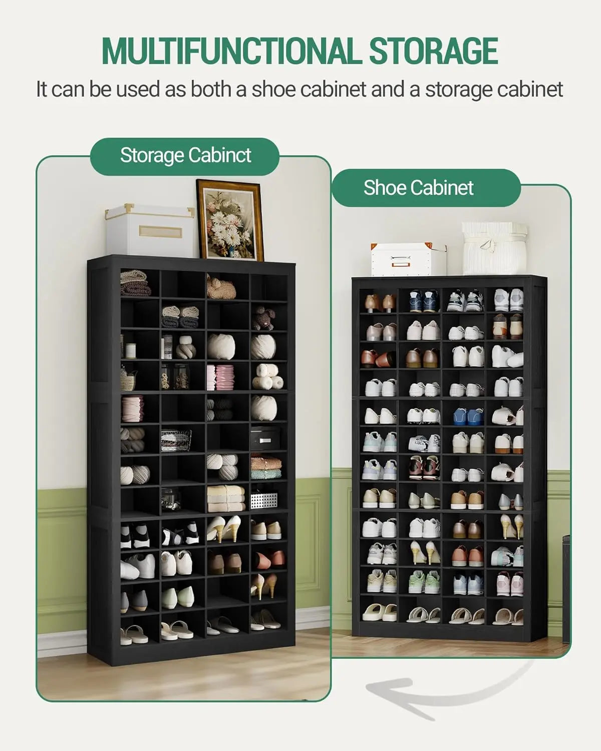 48 Pair 12 Tier Freestanding Shoe Storage Cabinet Vertical Organizer