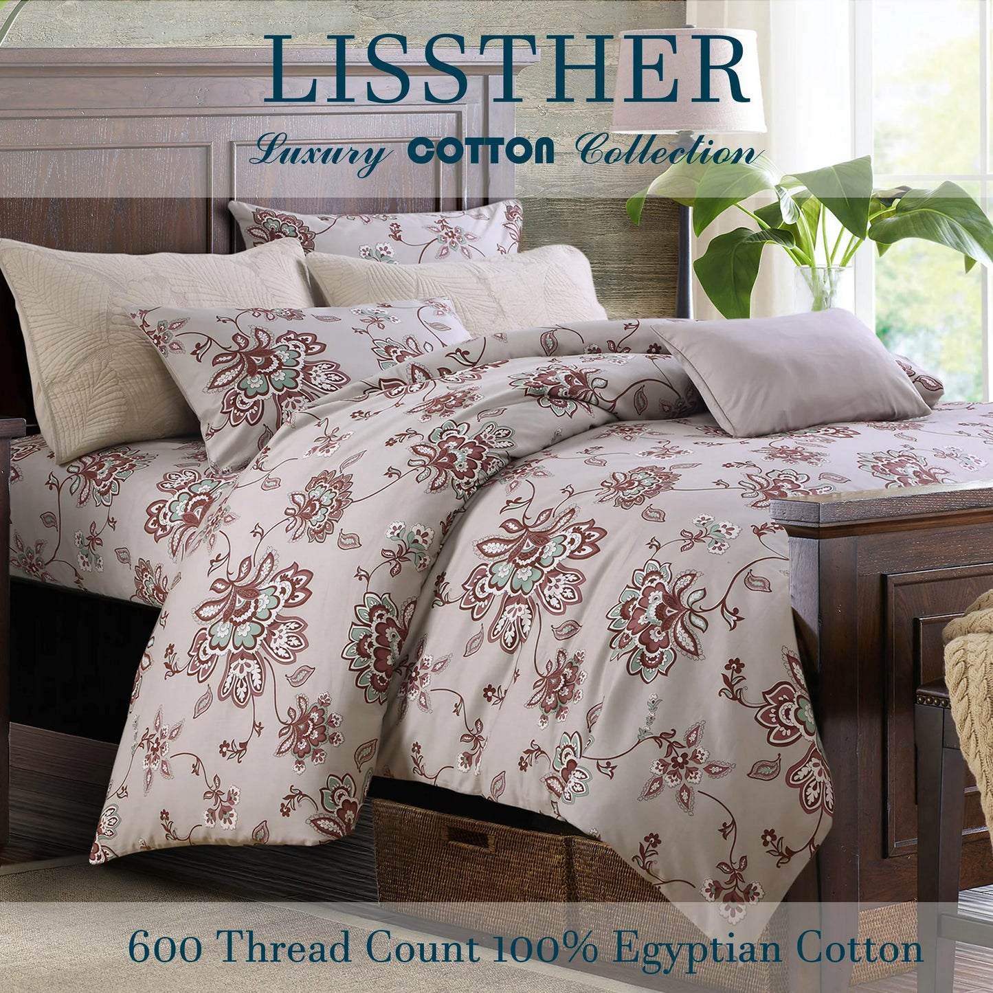 3 Piece 600TC Egyptian Cotton Duvet Cover Set Boho Damask