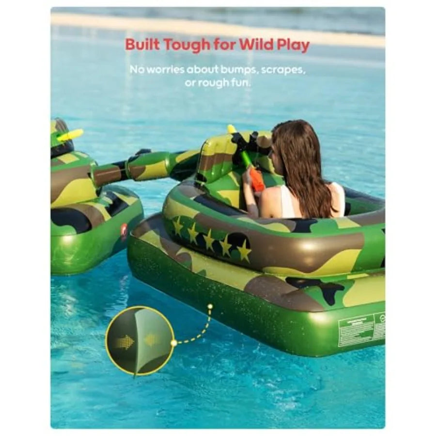 Inflatable Tank Pool Float For Adults Ride On Camouflage Float With Water Cannon