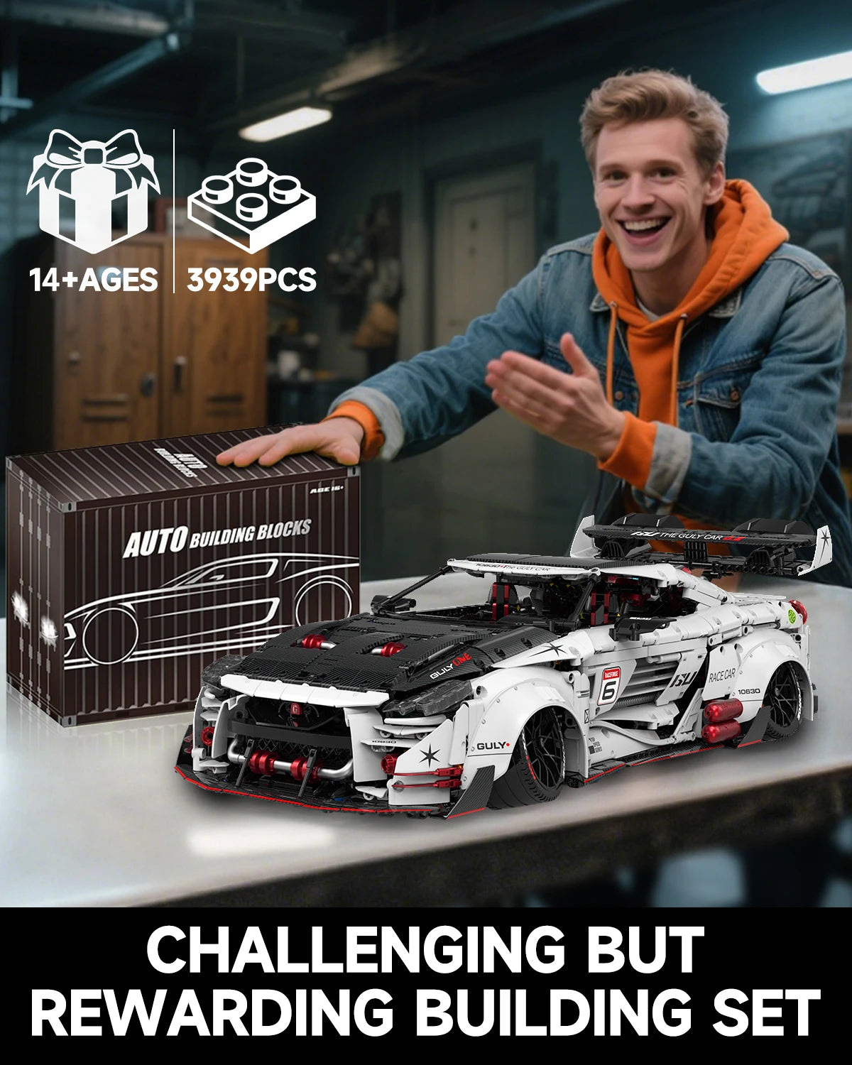 2025 1 To 8 Scale Technical Racing Car Building Kit 3939 Pieces For Adults