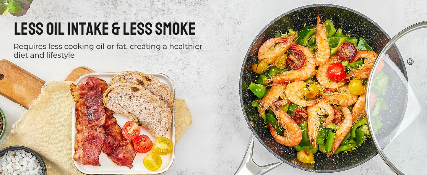 Induction Cookware Nonstick 10 Piece BEZIA Pots and Pans Set for Induction Cooktop Compatible with All Stoves