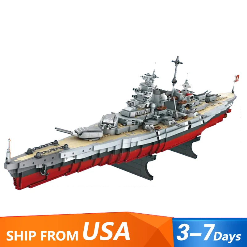Military MOC Forange FC4201 Bismarck Class Battleship Model 2081PCS Building Blocks Brick Puzzle Toy for Kids Gift