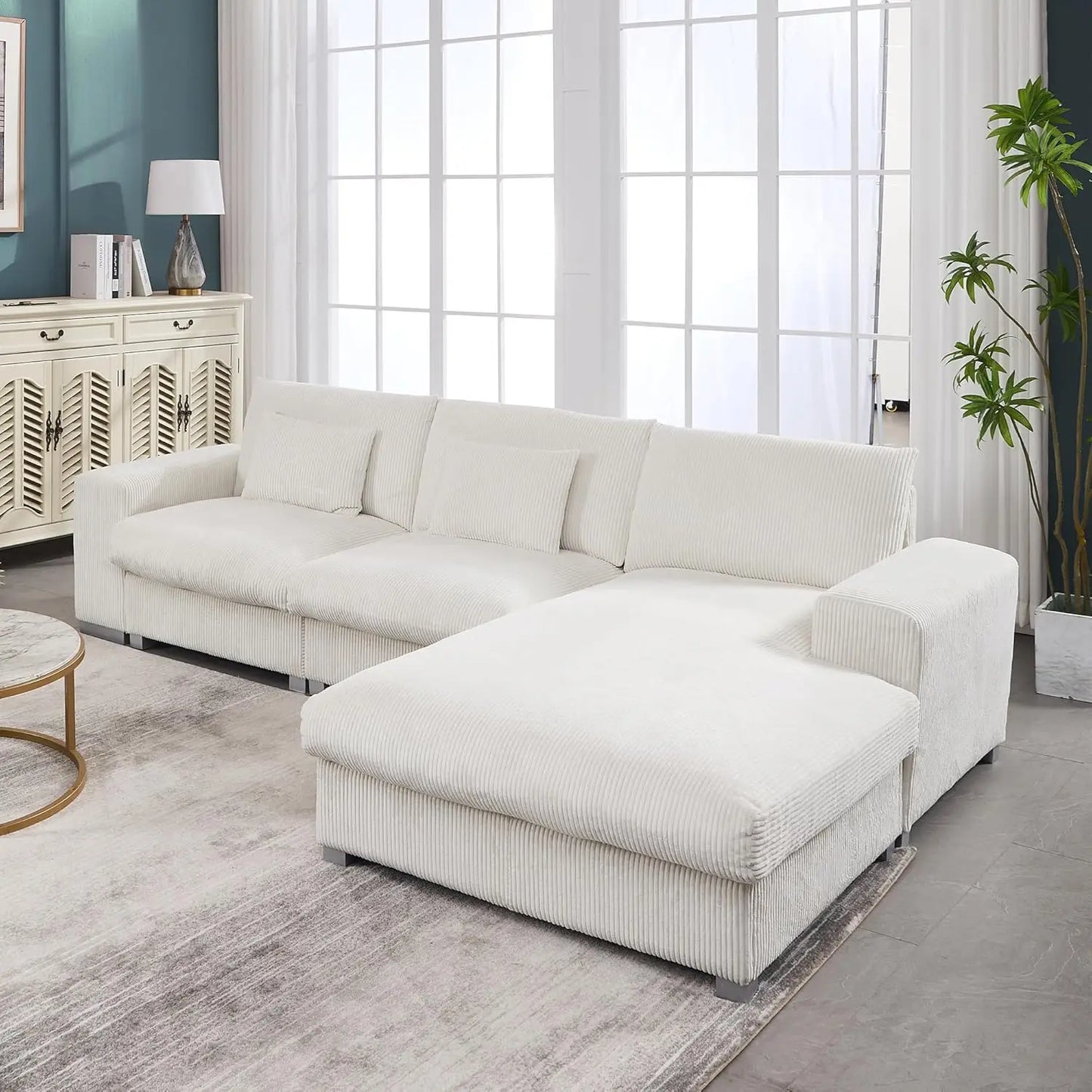 114 Inch Oversized L Shaped Modular Sectional Sofa Cloud Couch Plush Pillows