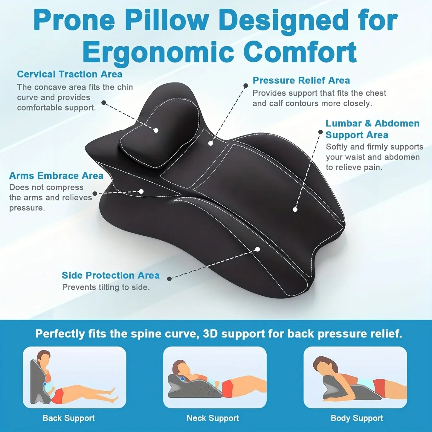 Adult Ergonomic Reading Pillow Bed Wedge For Prone Lying And Sitting In Bed