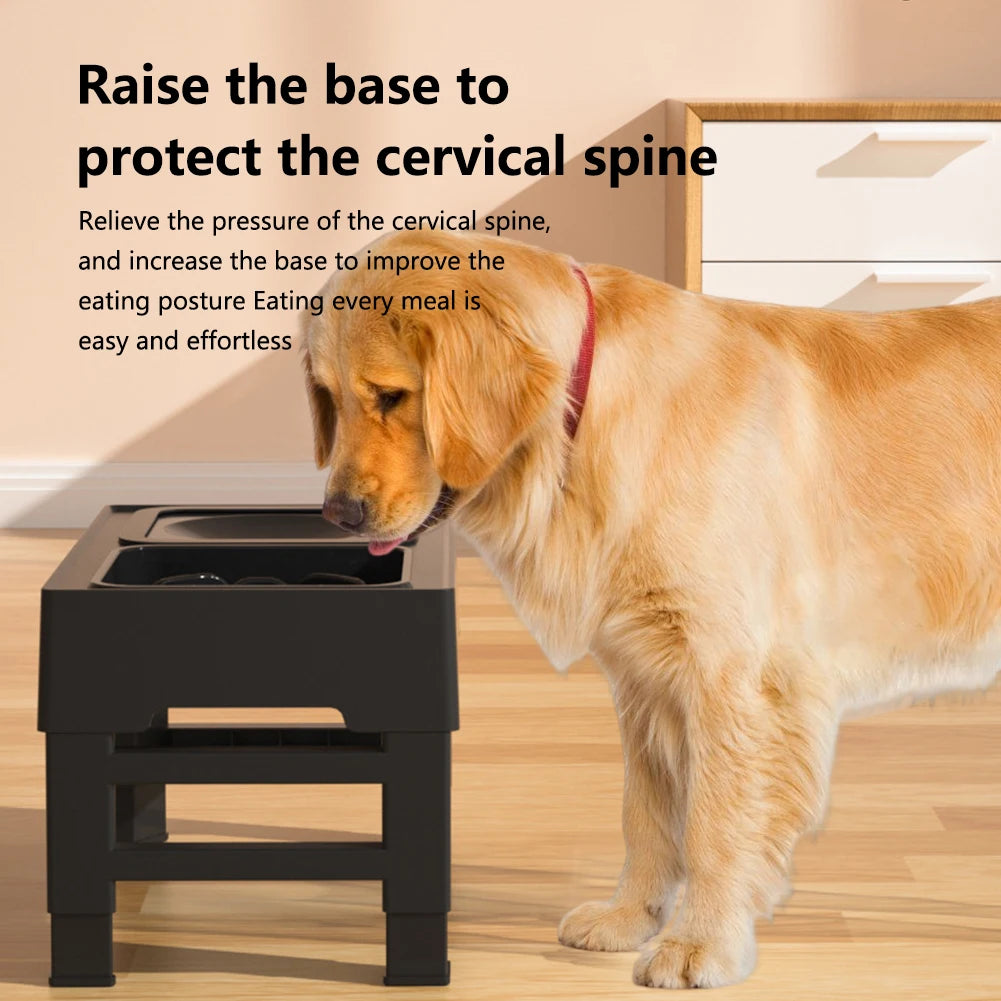 3 In 1 Stainless Steel Slow Feed Water Bowl Adjustable Height For Dogs And Cats