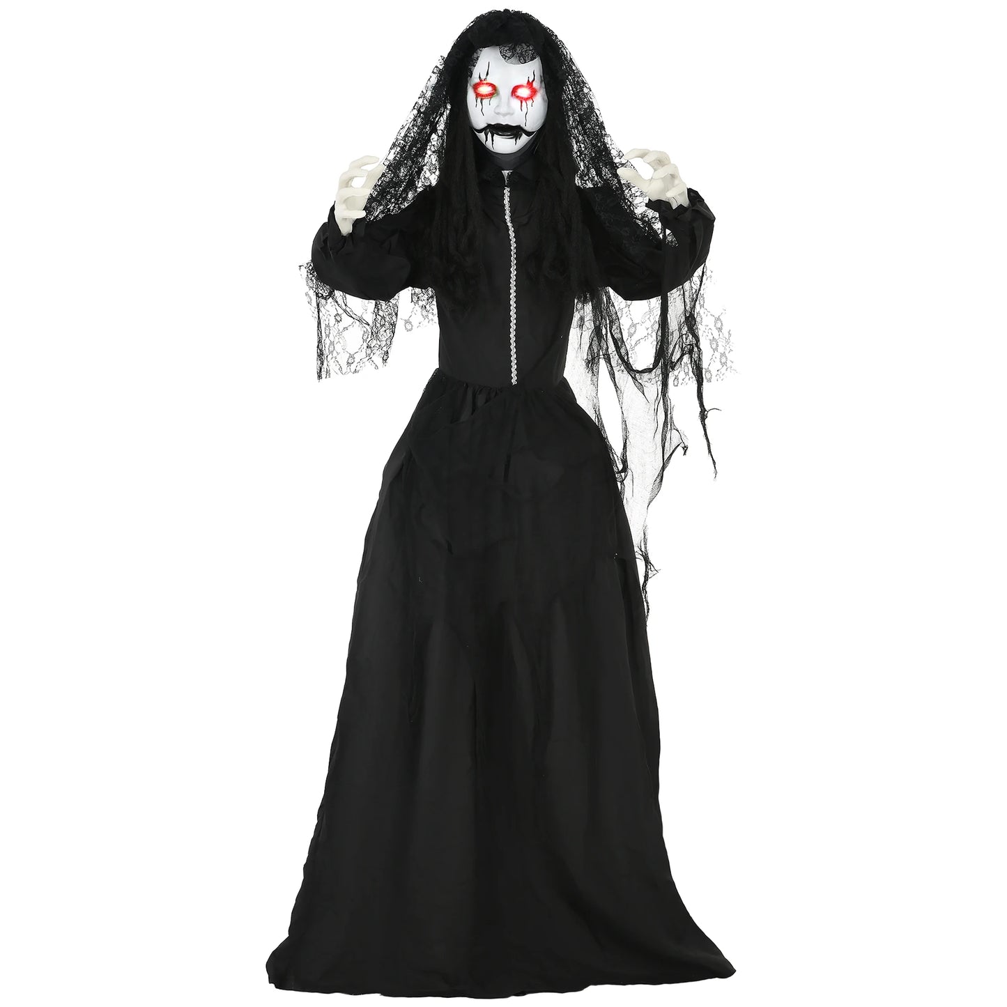 Homcom Zombie Bride Animatronic Prop With Bright Eyes