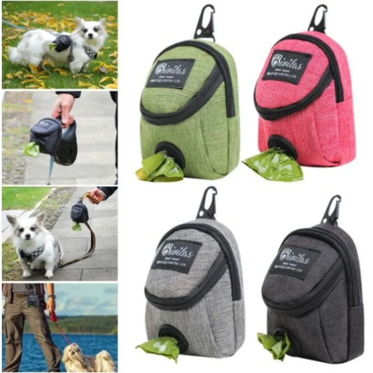 Portable Dog Training Treat Bag With Waste Bag Dispenser Leather Waist Pouch