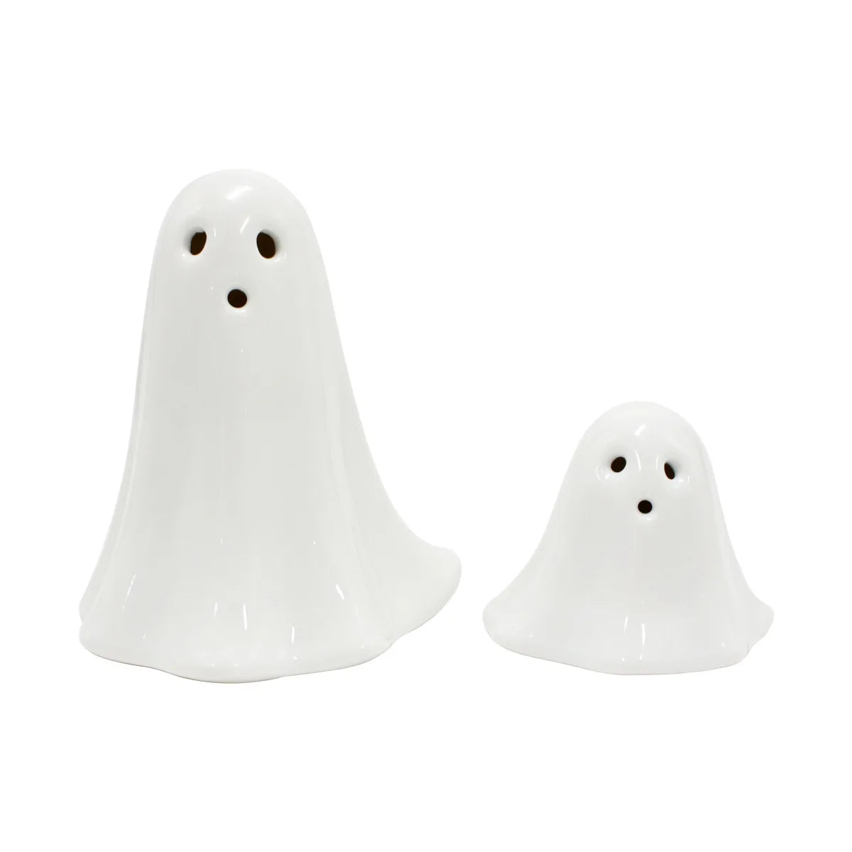 Halloween LED Light Up Ghost Decor Handmade Ceramic Ghost Sculpture Illuminated Desktop Decoration