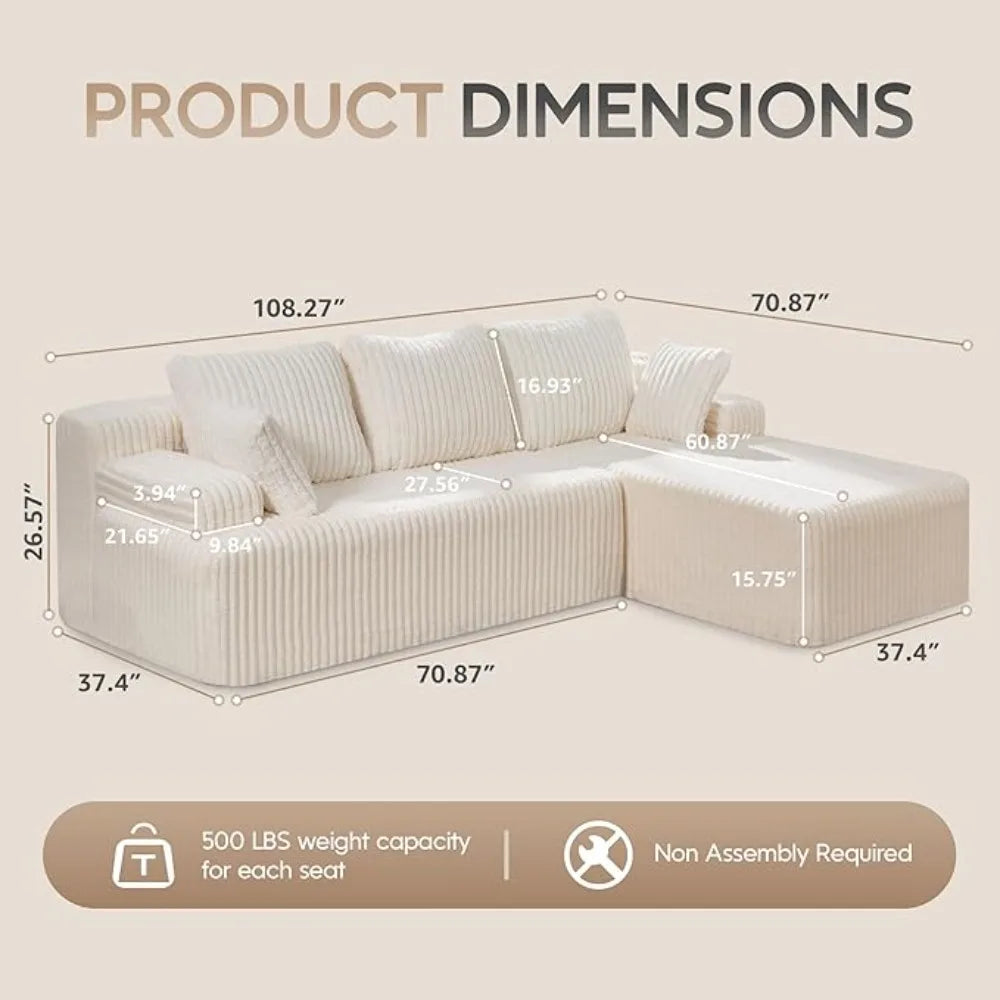 Modular Sectional Sofa L Shaped Memory Foam Living Room
