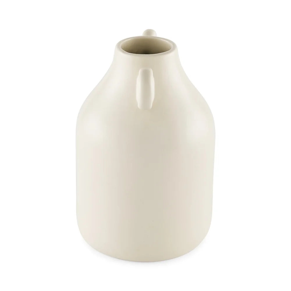 Handcrafted Ceramic Vase with Tapered Shape Round Handles Decorative Home Accent Fresh and Artificial Flowers Ideal Indoor Use
