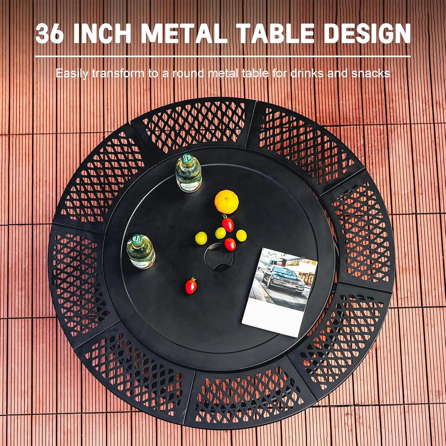 36 Inch Fire Pit With 2 Grills Outdoor Wood Burning BBQ