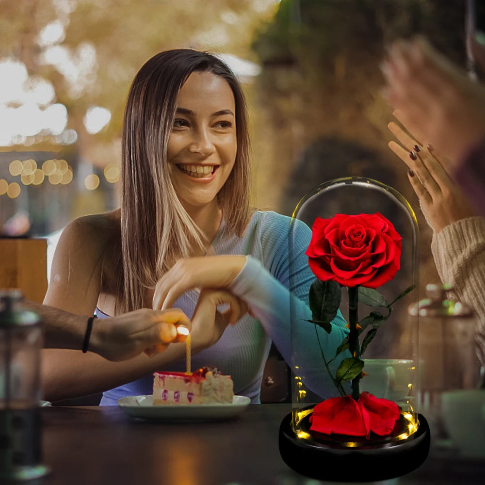 Forever Preserved Rose In Glass LED Light Gift Valentines