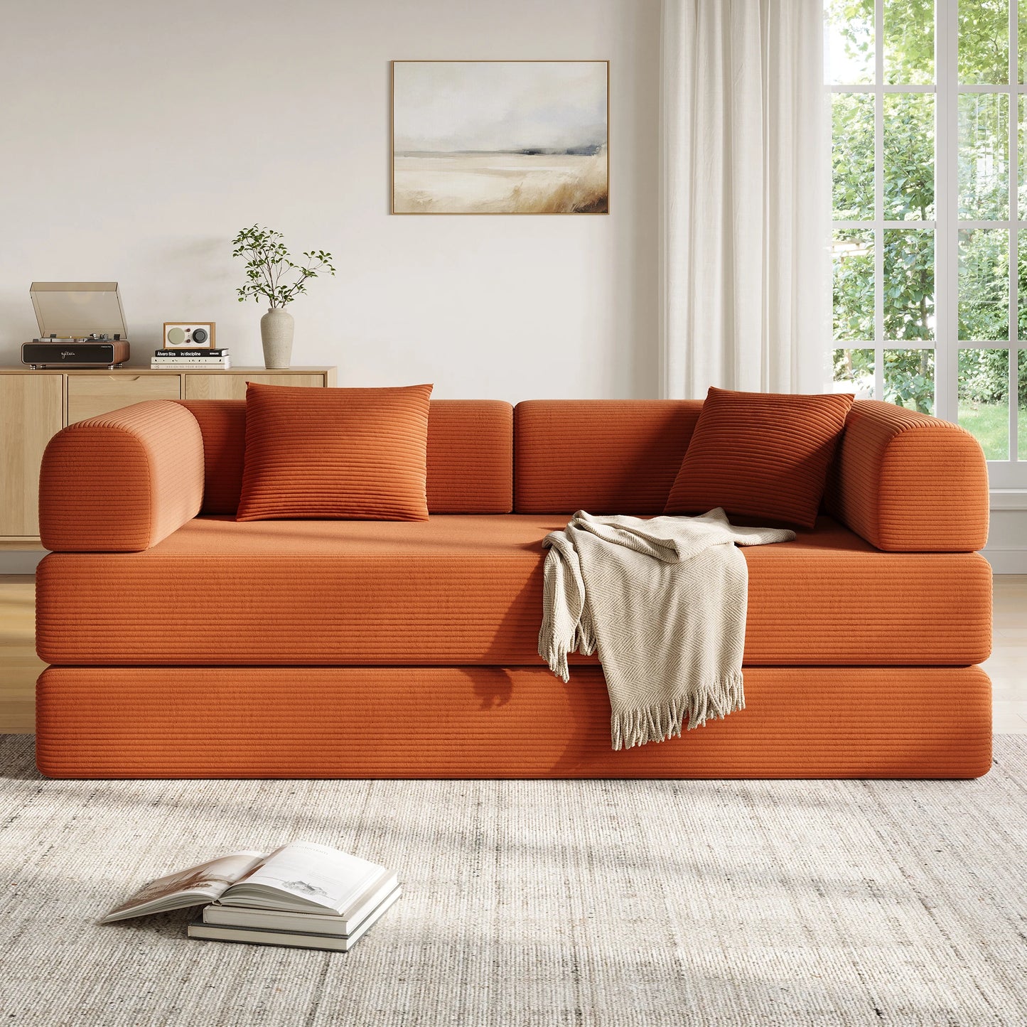 Convertible Floor Sofa Bed With Fixed Frame 5 In 1 Modular Sofa