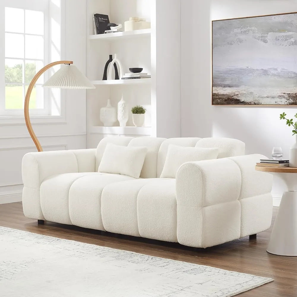 80 Inch Oversized Boucle Sofa Couch L Shaped Modern Deep Seat Living Room