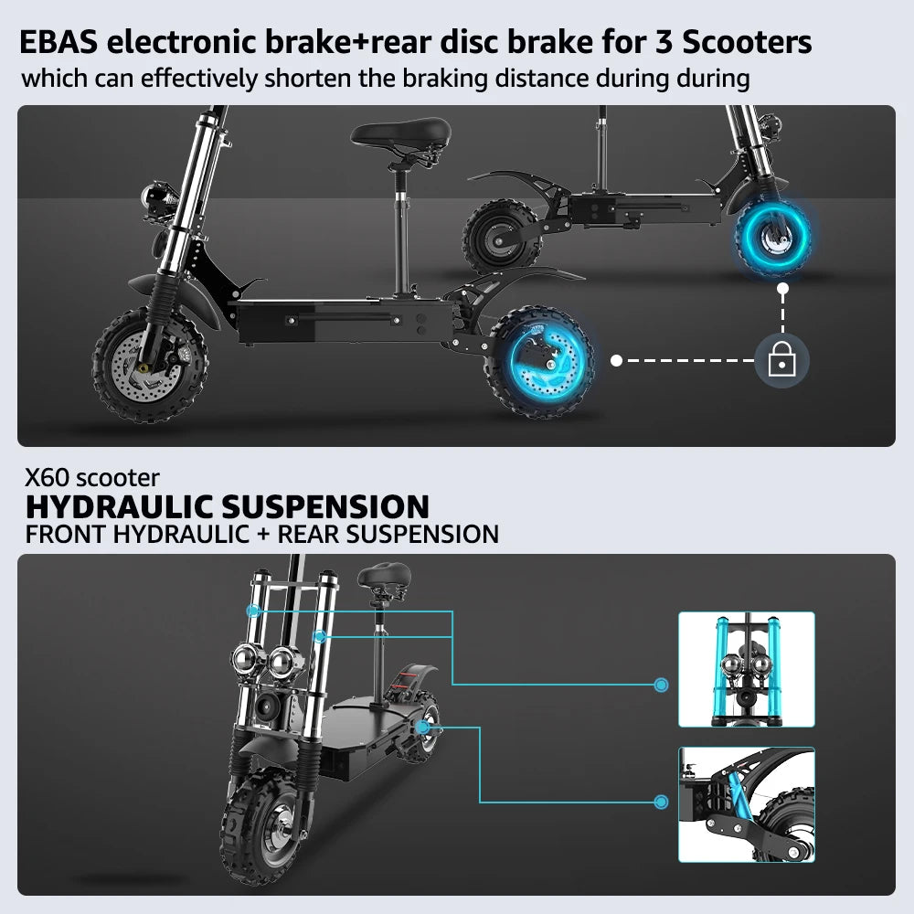 Dual Motor Electric Scooter For Adults Foldable 72V 85 KmH