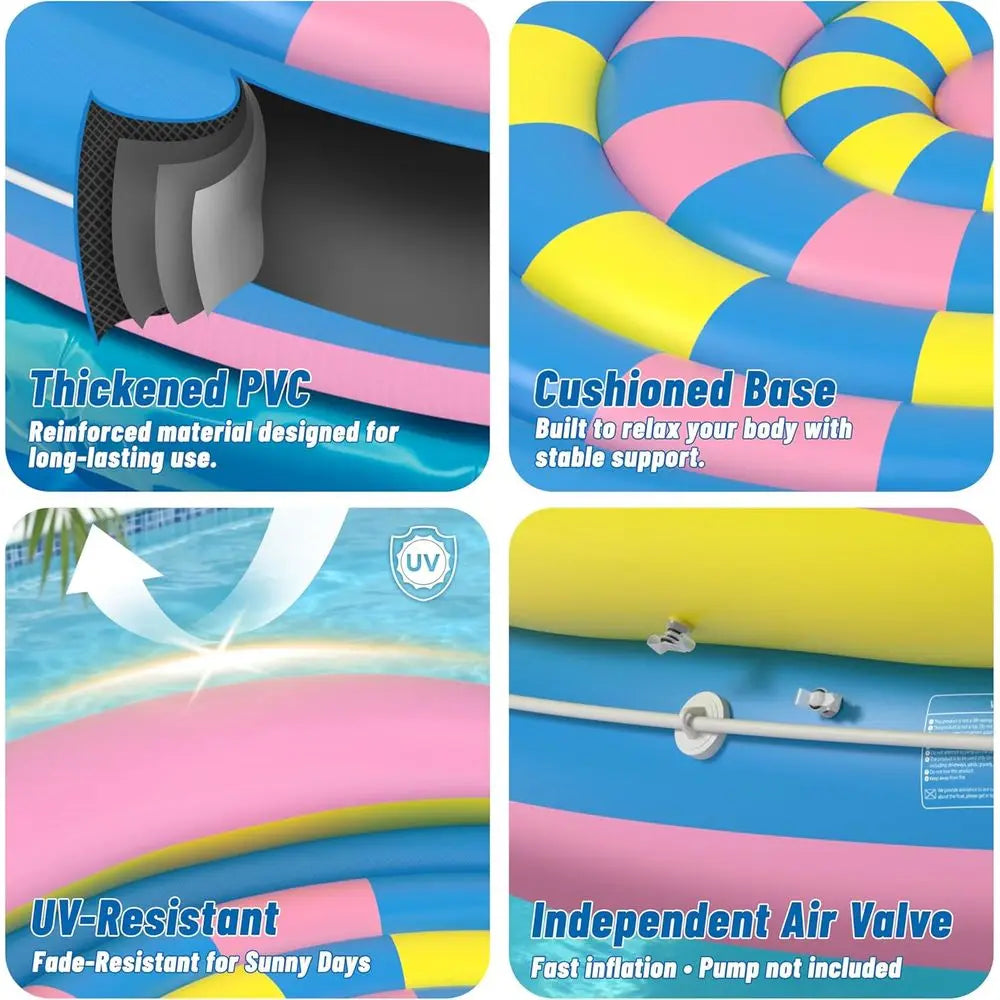 Extra Large Heavy Duty Round Pool Float For Adults With Cup Holders Rivers Lakes