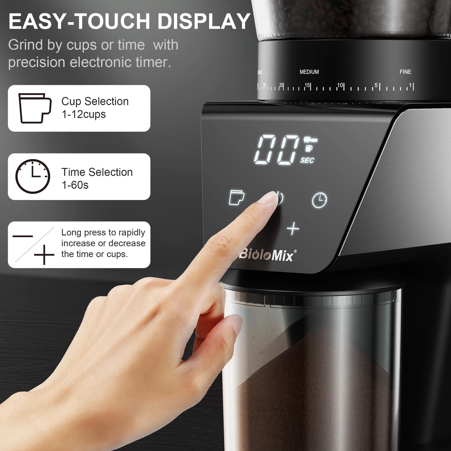 BioloMix 20 Bar Semi Automatic Powder Coffee Machine with Milk Steam Frother for Espresso Cappuccino Latte and Mocha