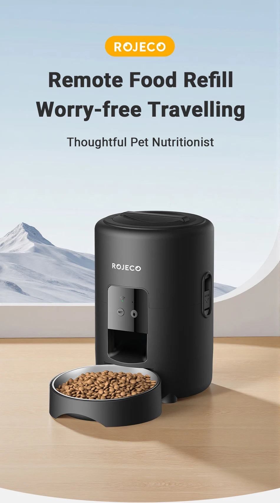 ROJECO 2L Smart Cat Feeder With WiFi App Remote Control