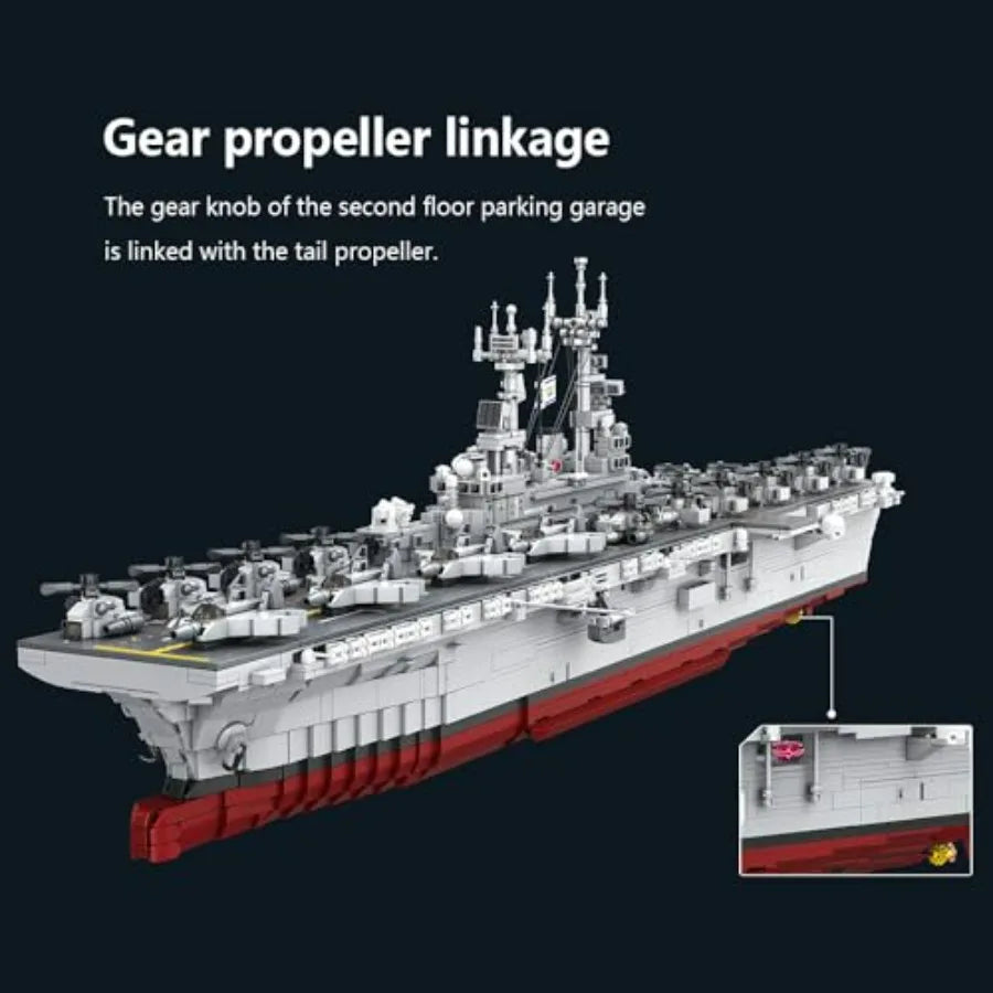 M7024 Navy Warship Brick Set 1 To 300 Wasp Class Aircraft Carrier 5220 Pieces