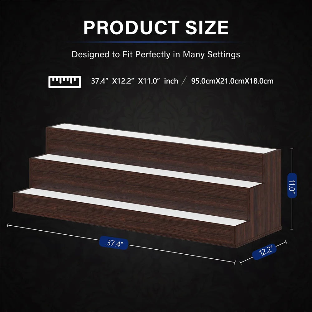Led Lighted Wooden Liquor Shelves With App Remote Control