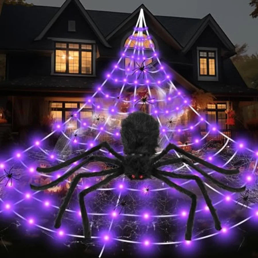 Halloween LED Spider Web Lights Giant Spider 8 Modes