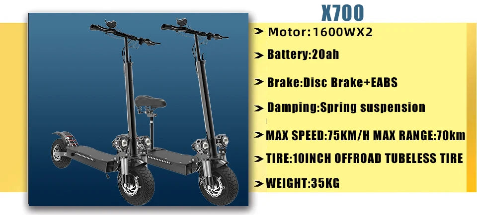 Dual Motor Electric Scooter For Adults Foldable 72V 85 KmH