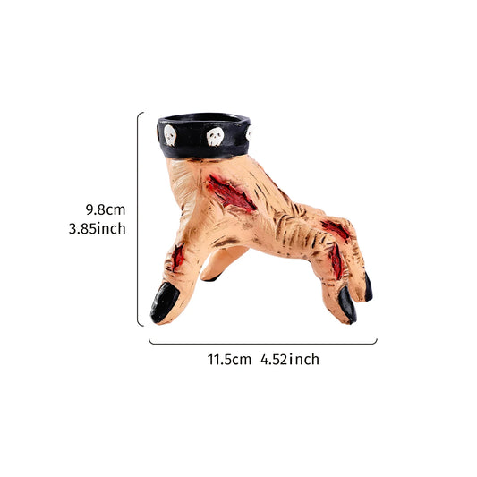 Halloween Palm Shaped Candlestick Resin 4 Inch Zombie Decor