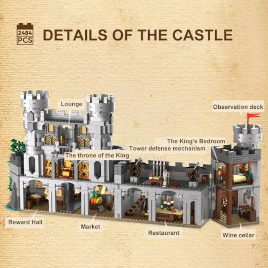 Medieval Knight Castle Building Set 2554 Pieces Tower Modular Architecture