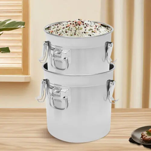 21L 33L Airtight Rice Bucket Canister Food Storage Container 304 Stainless Steel