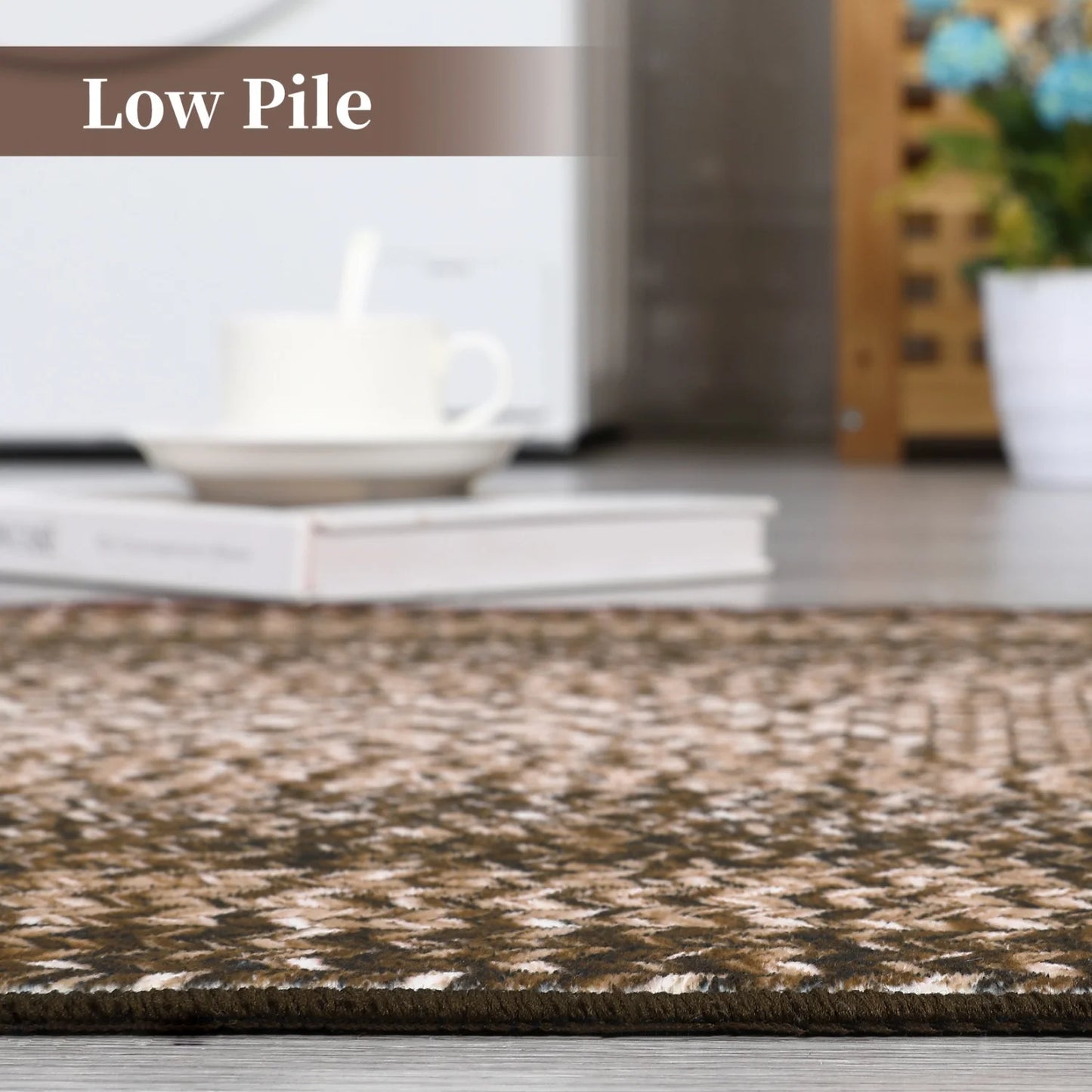 Washable Area Rugs Large Rugs for Living Room Modern Braided Print Non Slip Indoor Floor Covering Accent Carpet for Bedroom