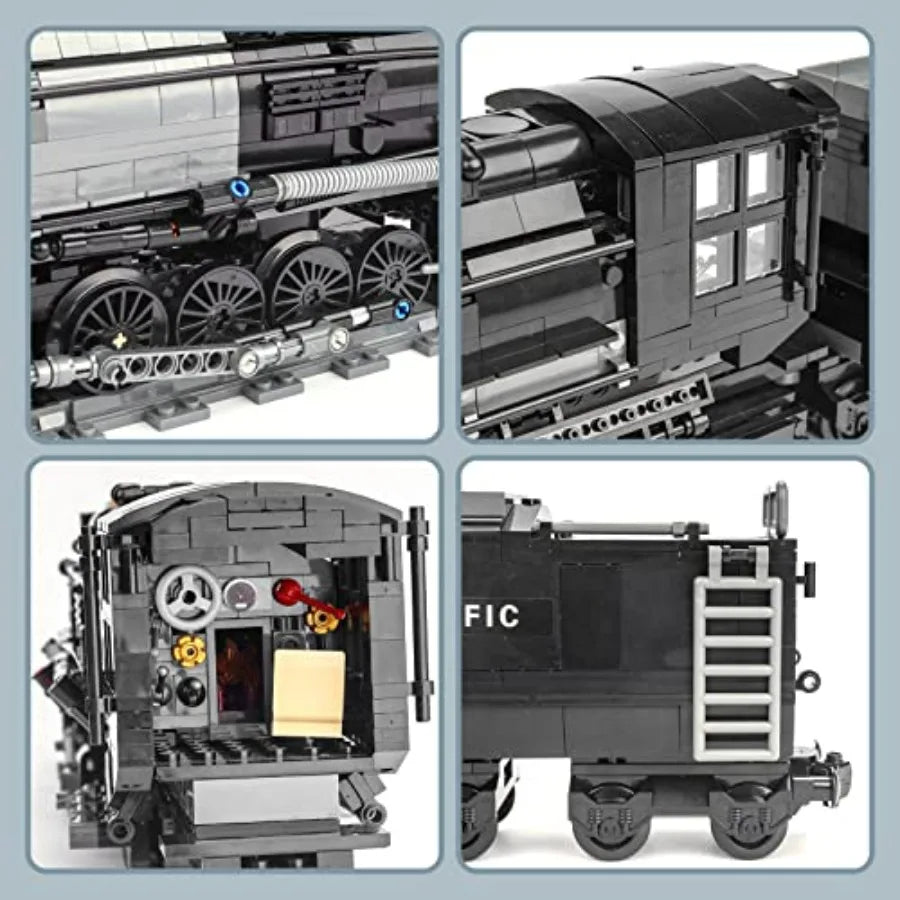 Steam Model Train Building Blocks Set 1608 Pieces Locomotive Display Toy