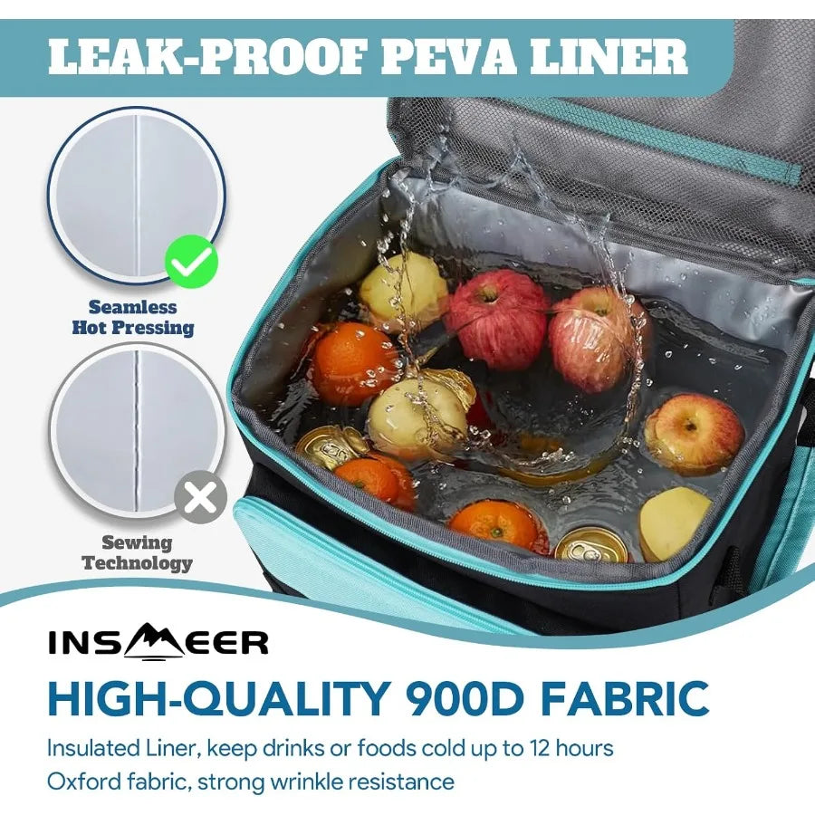 Portable Rolling Cooler 80 Cans 50L Soft Sided Collapsible Trolley Cart