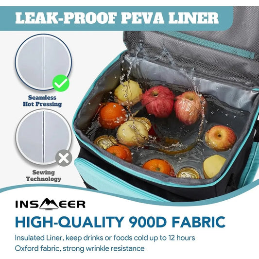 Portable Rolling Cooler 80 Cans 50L Soft Sided Collapsible Trolley Cart