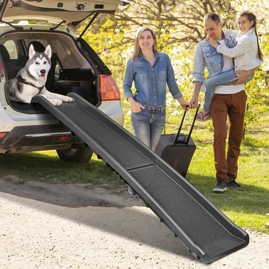 62 Inch Folding Dog Ramp For Cars Trucks SUVs Non Slip Raised Siderails