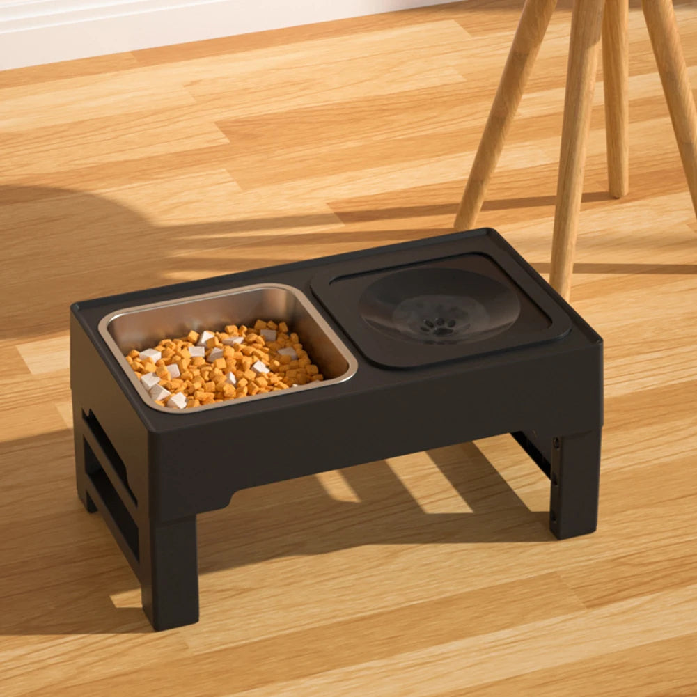 3 In 1 Stainless Steel Slow Feed Water Bowl Adjustable Height For Dogs And Cats