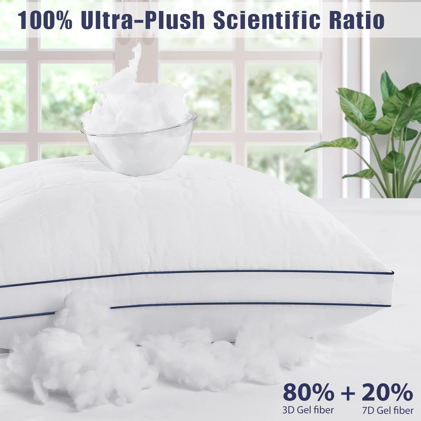 BedStory 2 Pack Pillows Standard and Queen Size Soft Down Alternative Fill