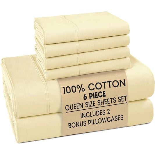 Platino 100 Percent Cotton Queen Sheet Set 6 Piece Percale
