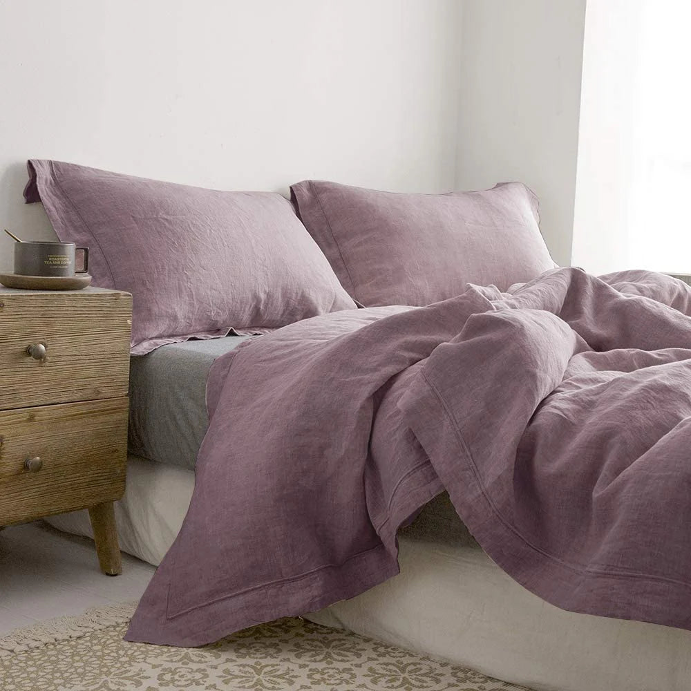 Simple Opulence Linen Bedding Set 3 Piece Boho Washed Queen