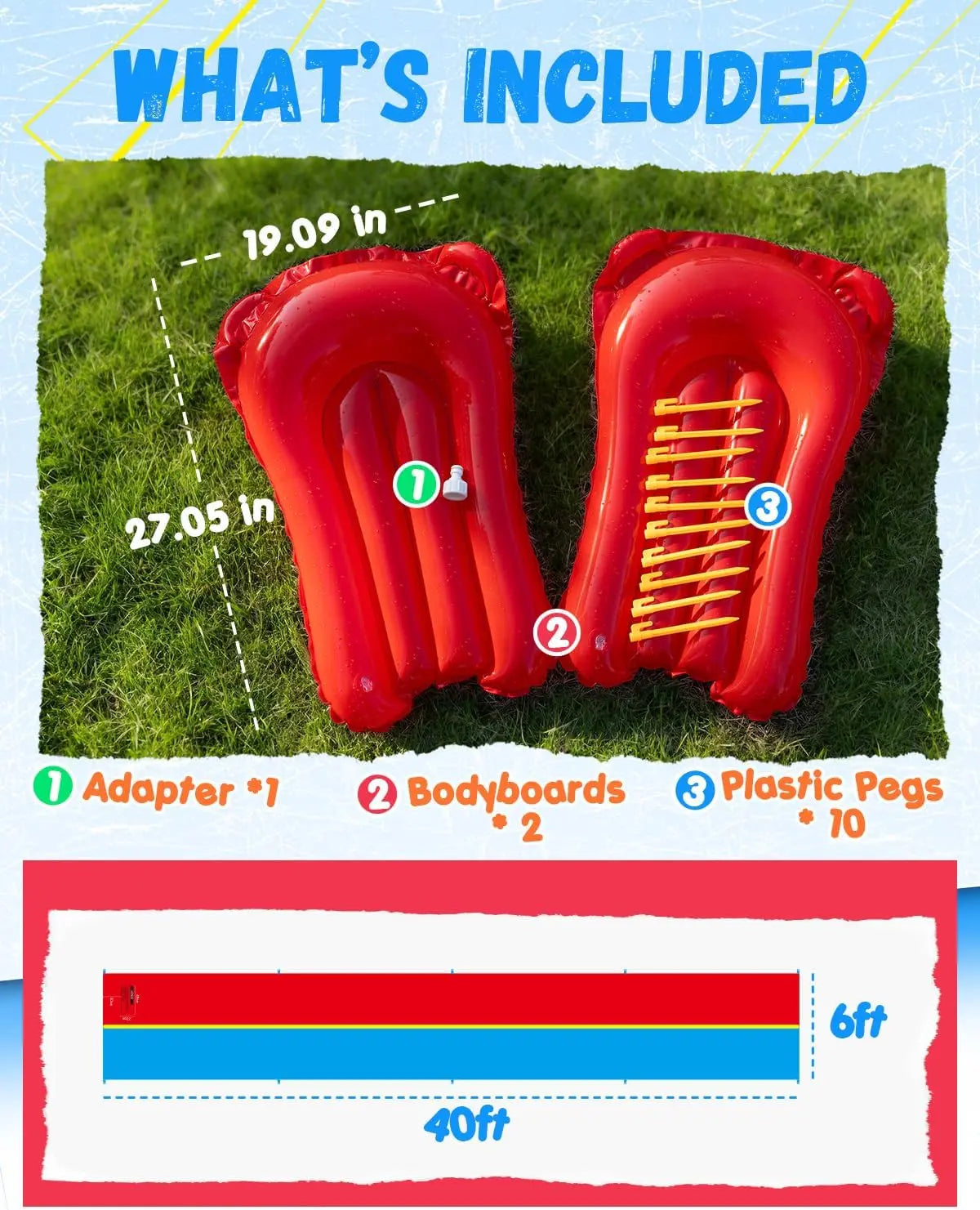 Extra Long 40ft Water Slide With Sprinkler And Two Lanes For Outdoor Summer Fun