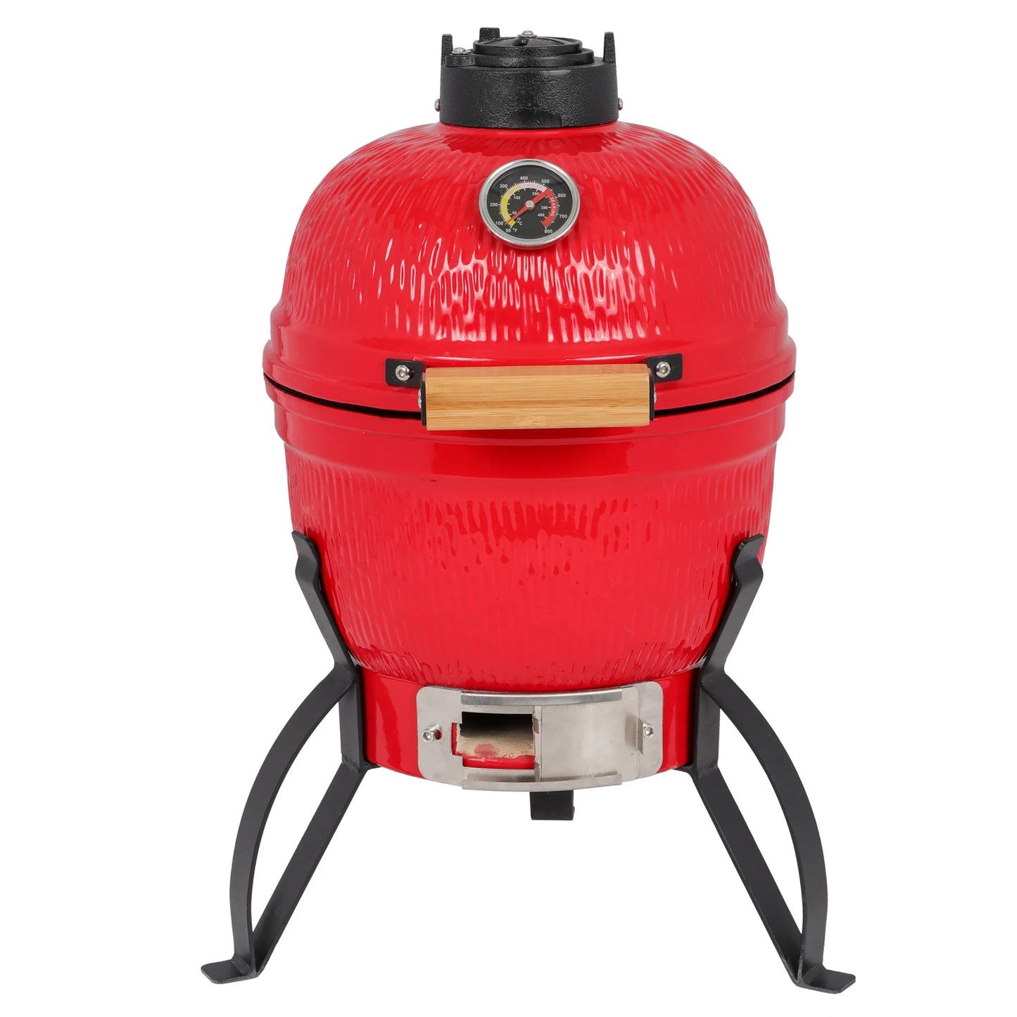 Round Kamado Charcoal Grill 13 Inch Ceramic Asador Orange Outdoor Barbecue