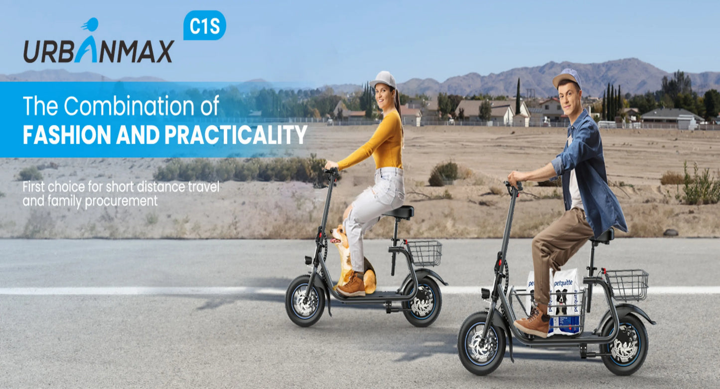 Gyroor Electric Scooter With Pet Basket 3 Riding Modes Foldable For Adults