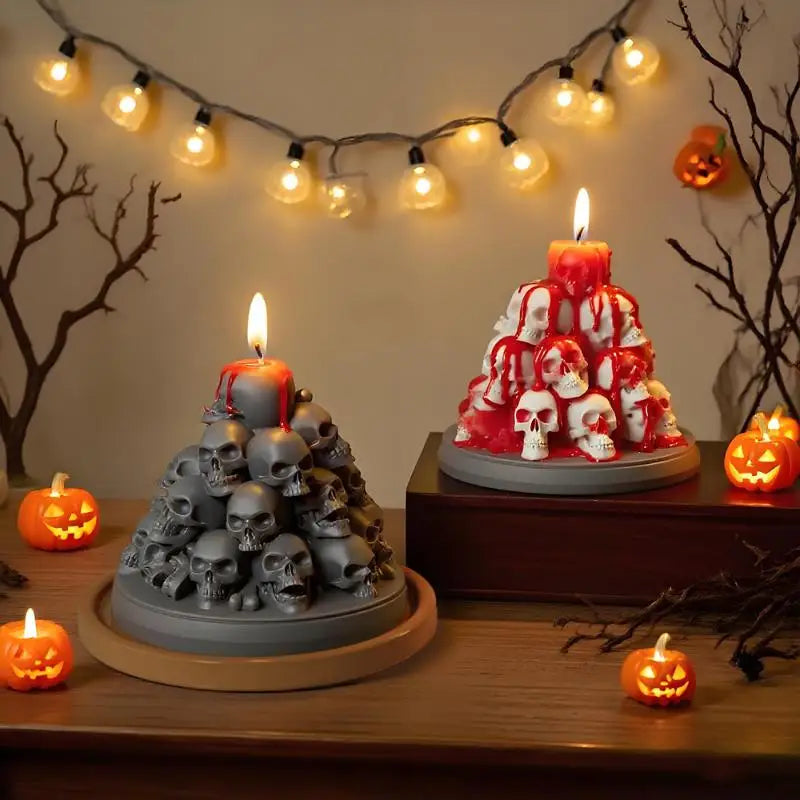 Halloween Skull Candle Mold Silicone 3D For DIY Epoxy Resin