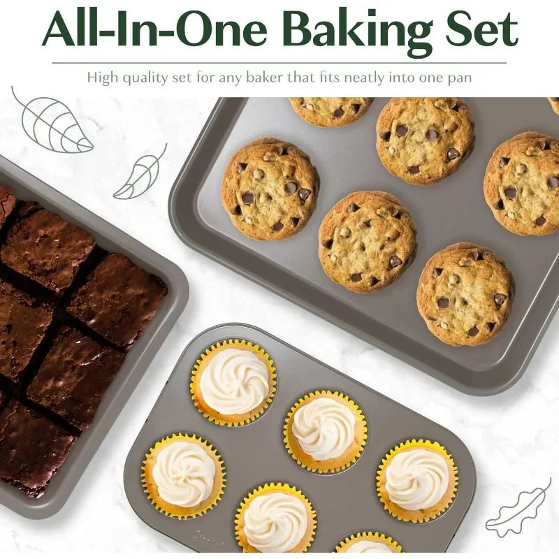 High Quality All In One Nonstick Bakeware Set Stackable Space Saving Design with Round and Square Pans