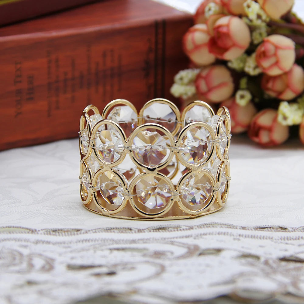 24Pcs Crystal Gold Tealight Votive Holders For Weddings